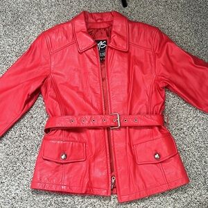 Ms. MAXIMA red leather jacket size medium